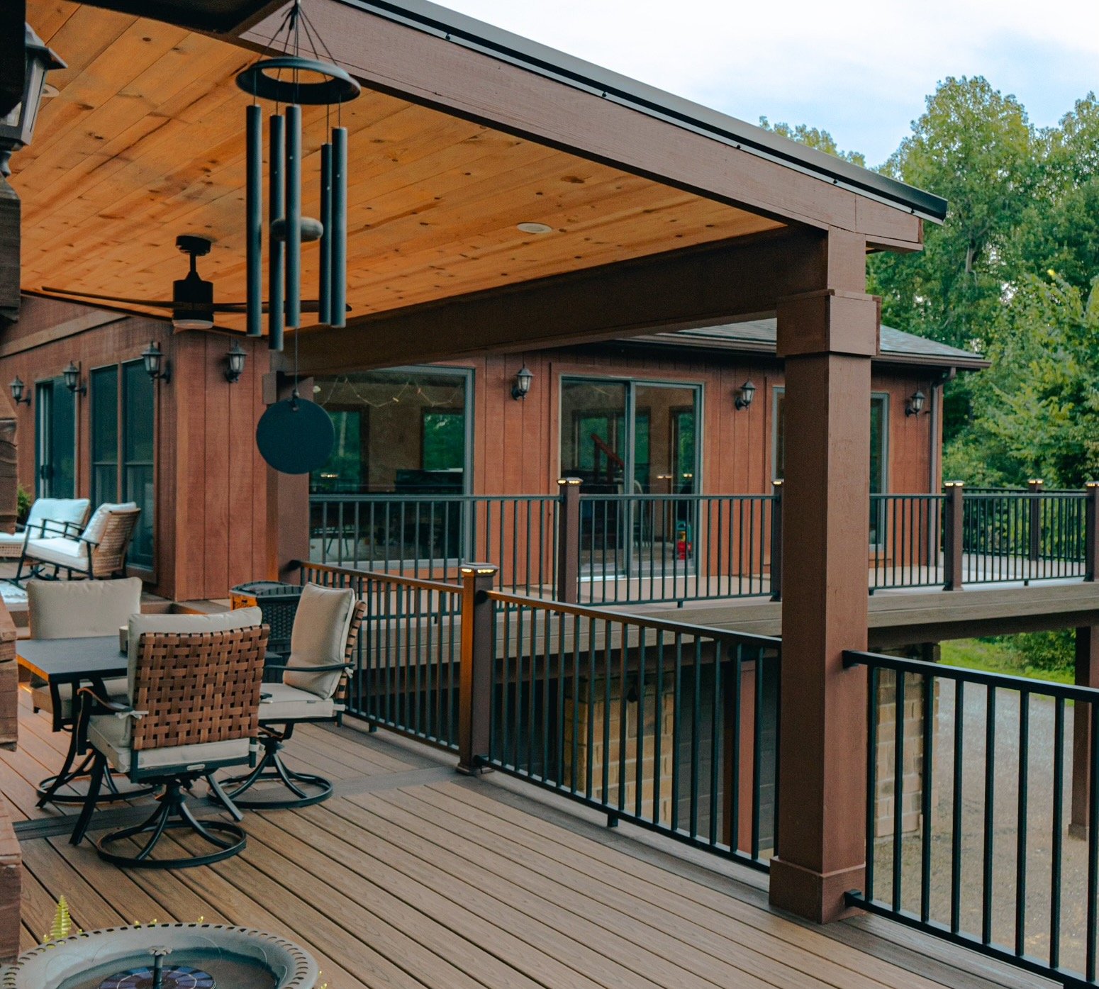 porch with metal railing