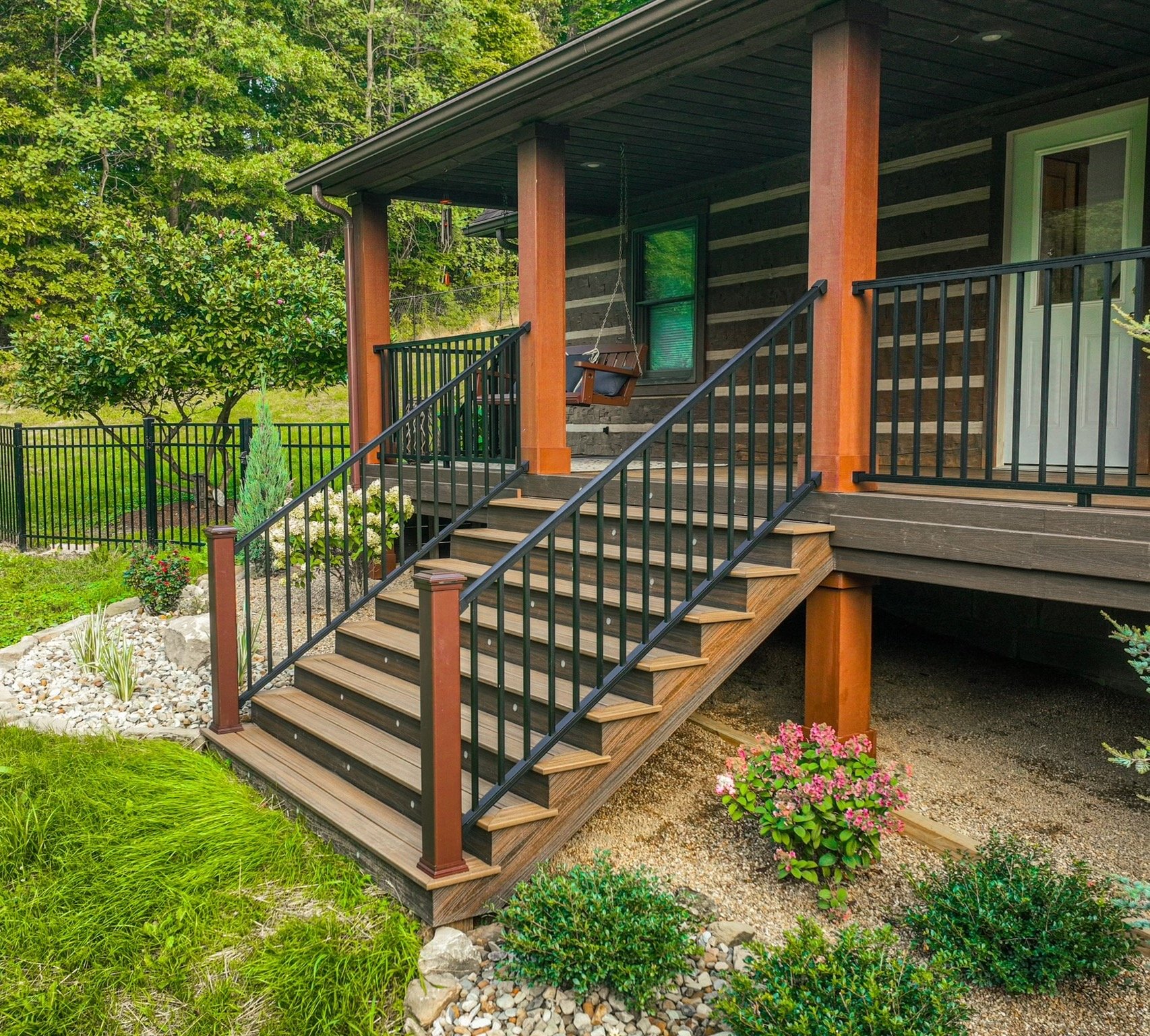 wooden porch with stairs