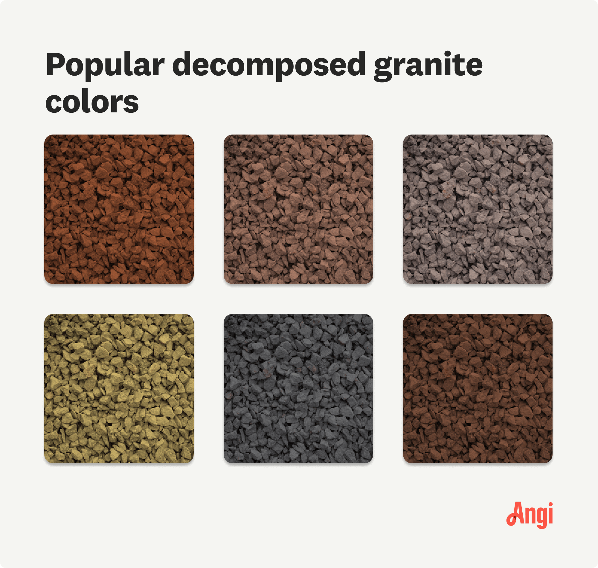 6 popular decomposed granite colors compared visually