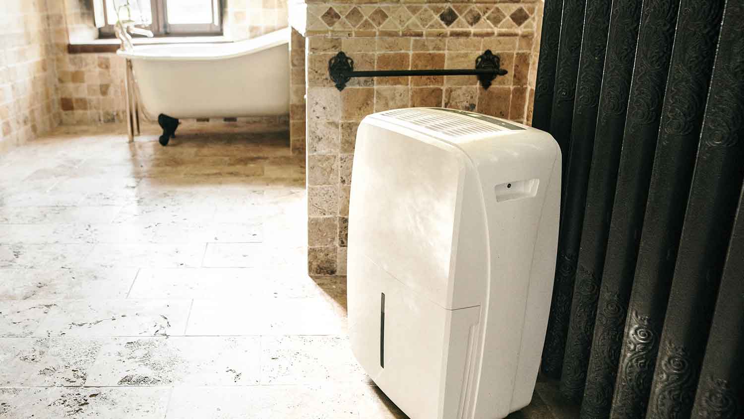 Large dehumidifier placed in the bathroom