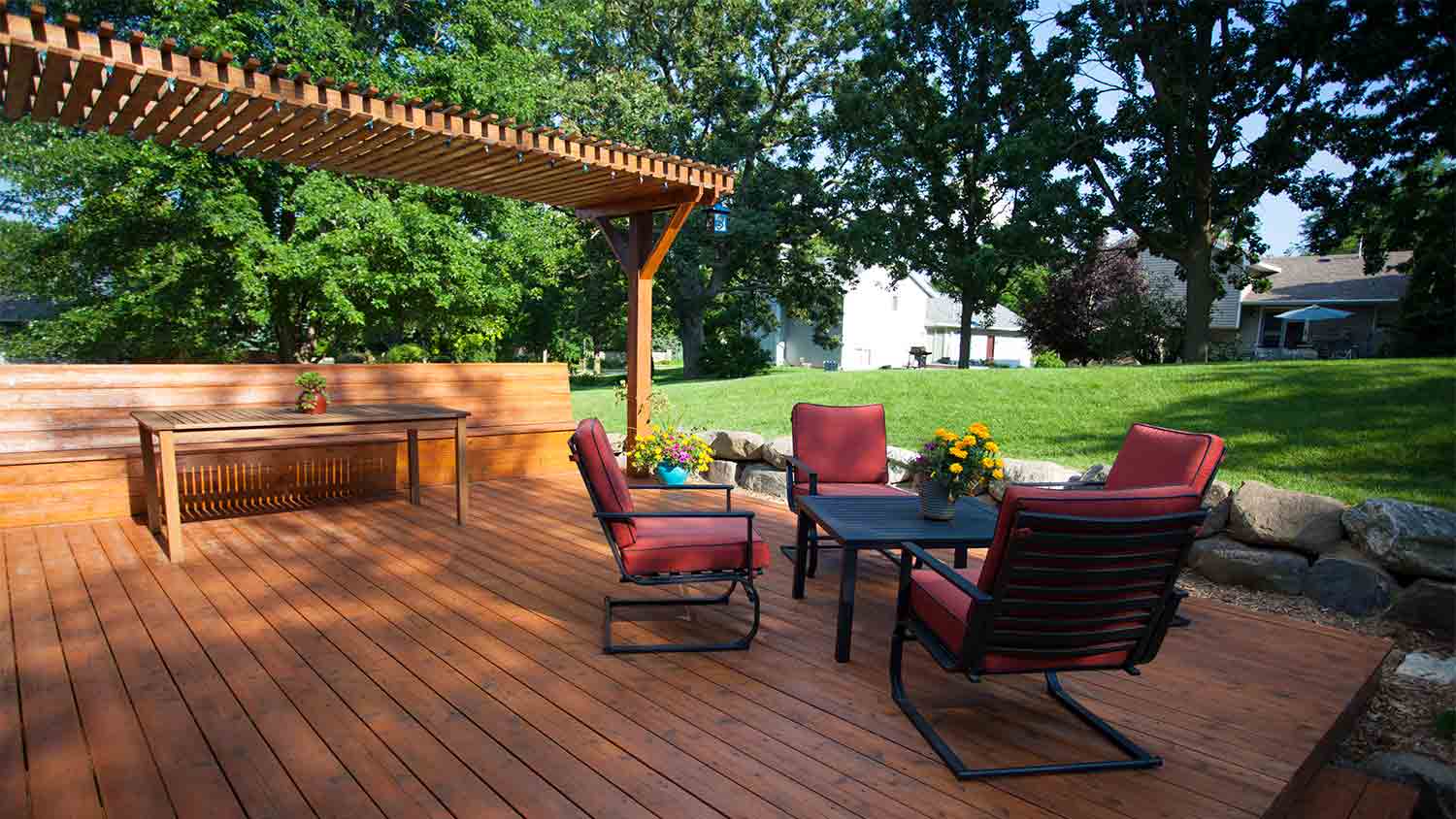 detached deck with pergola