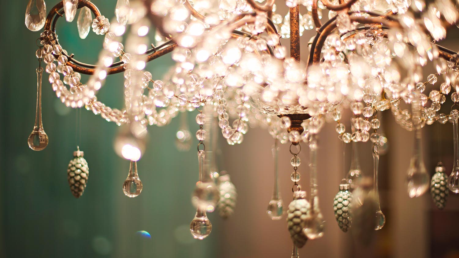 Detail of a crystal chandelier