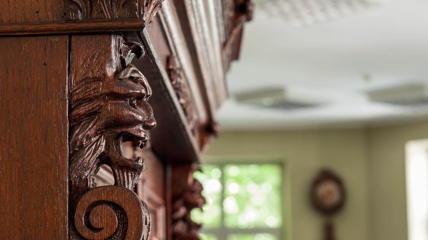 Detail of a furniture’s spooky carving decoration