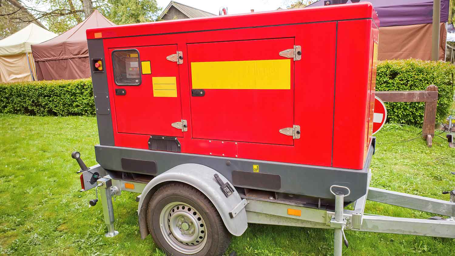 Diesel whole house generator in a yard 