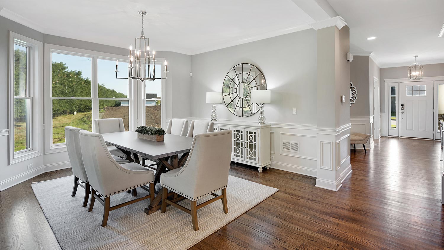 Sideboard in large open dining room area