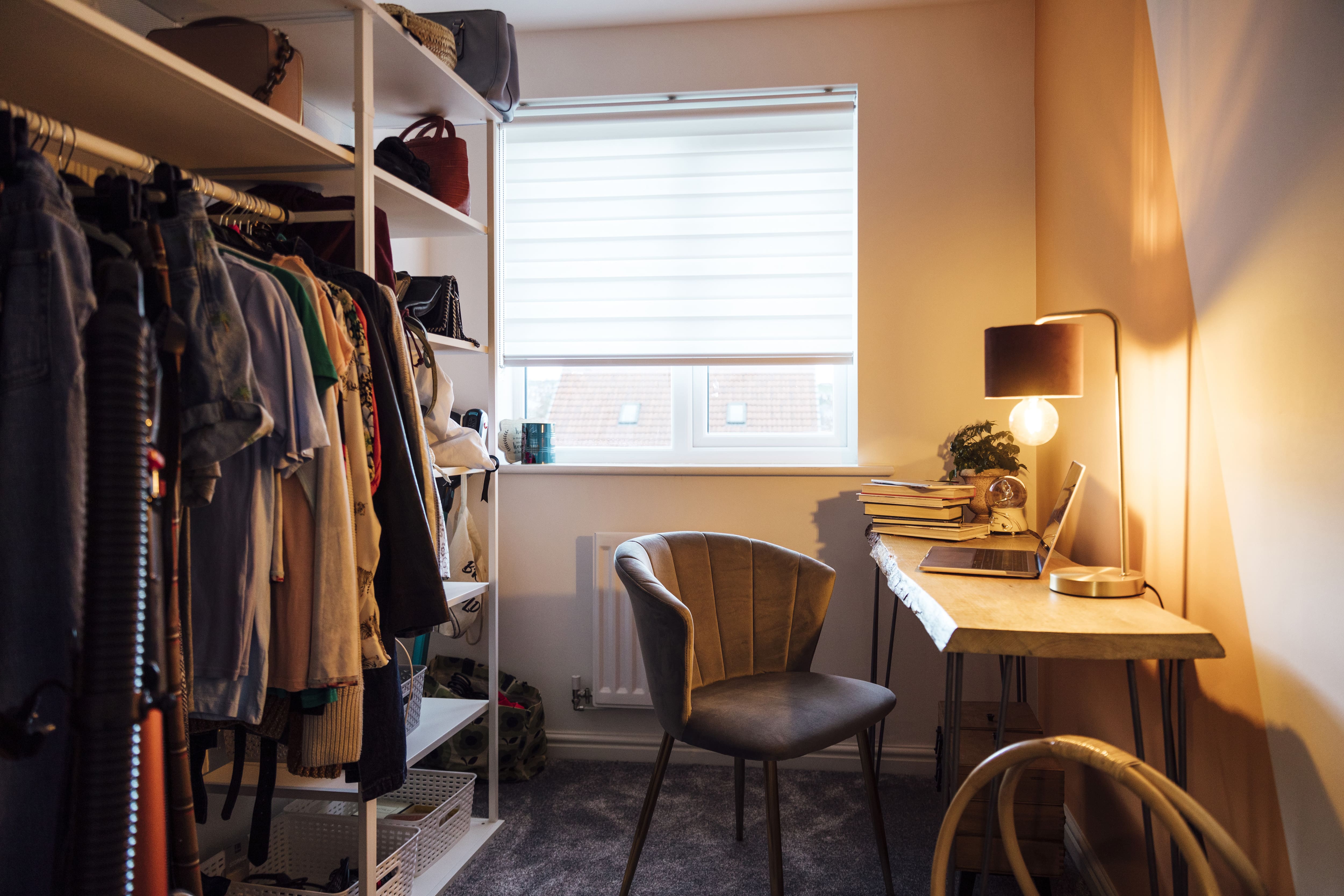 Work from home office desk in closet