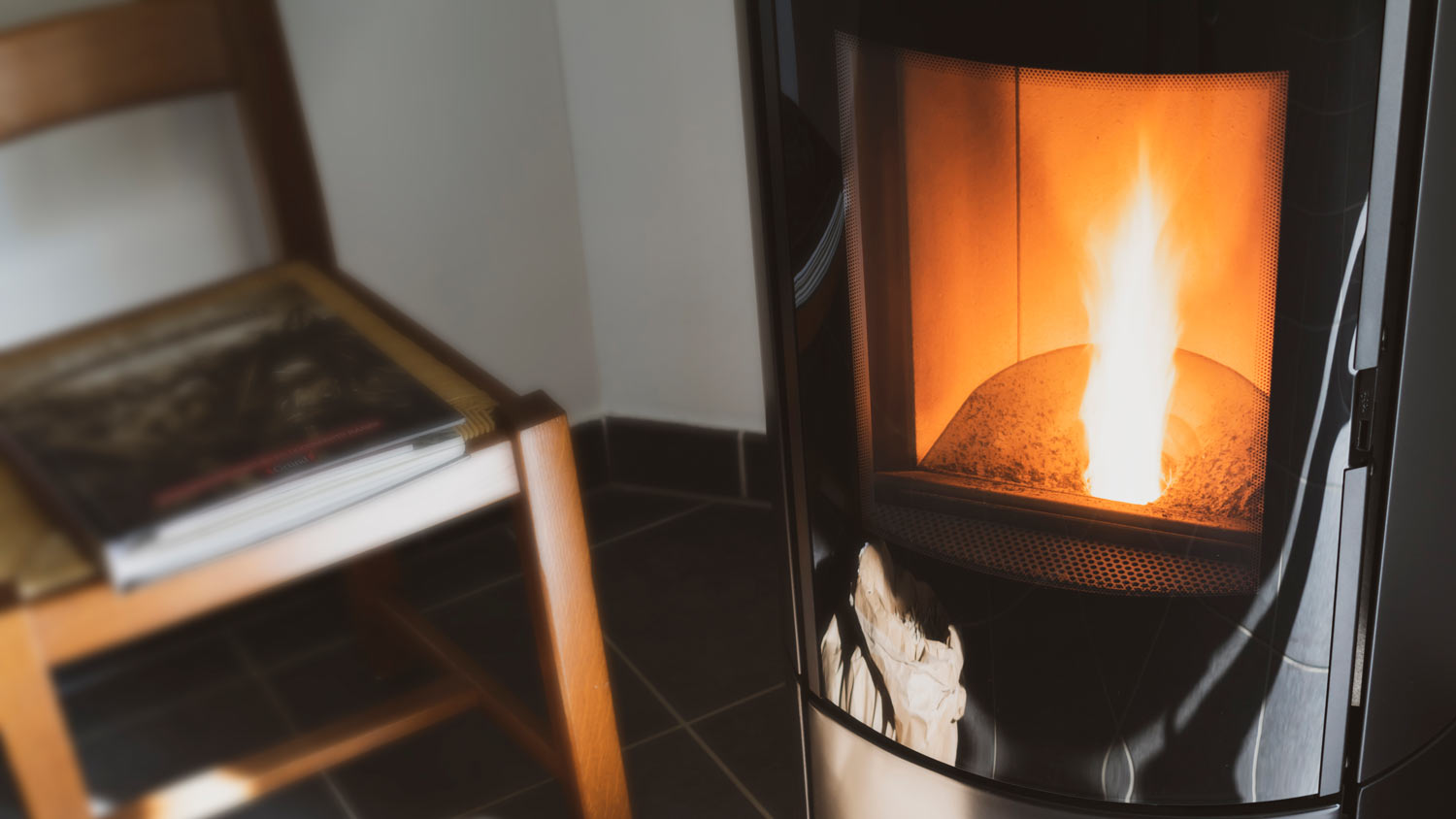 close up of domestic pellet stove