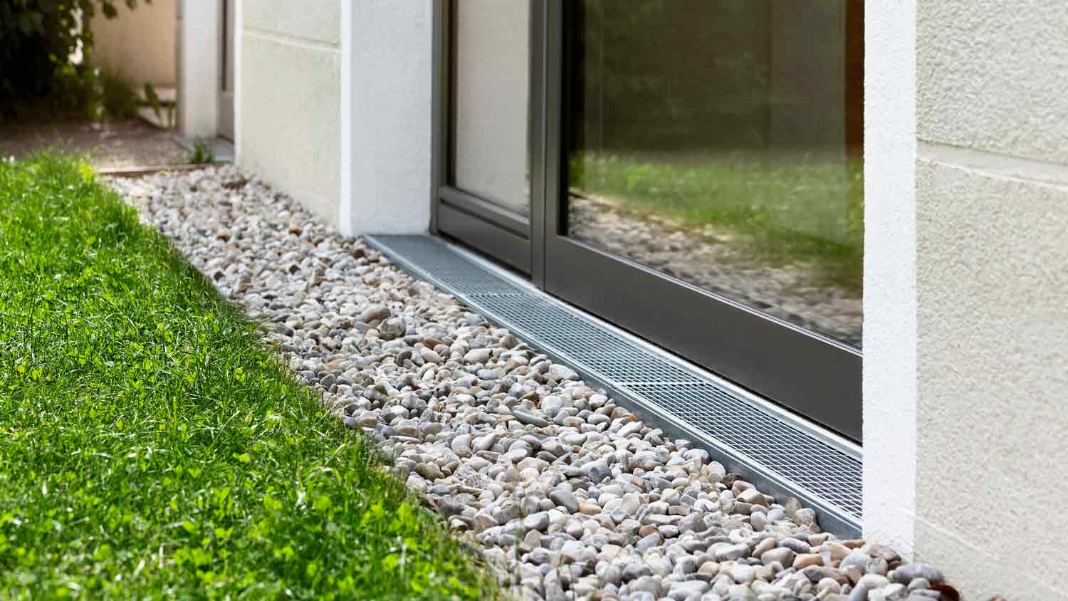 drainage gravel stones outside home 