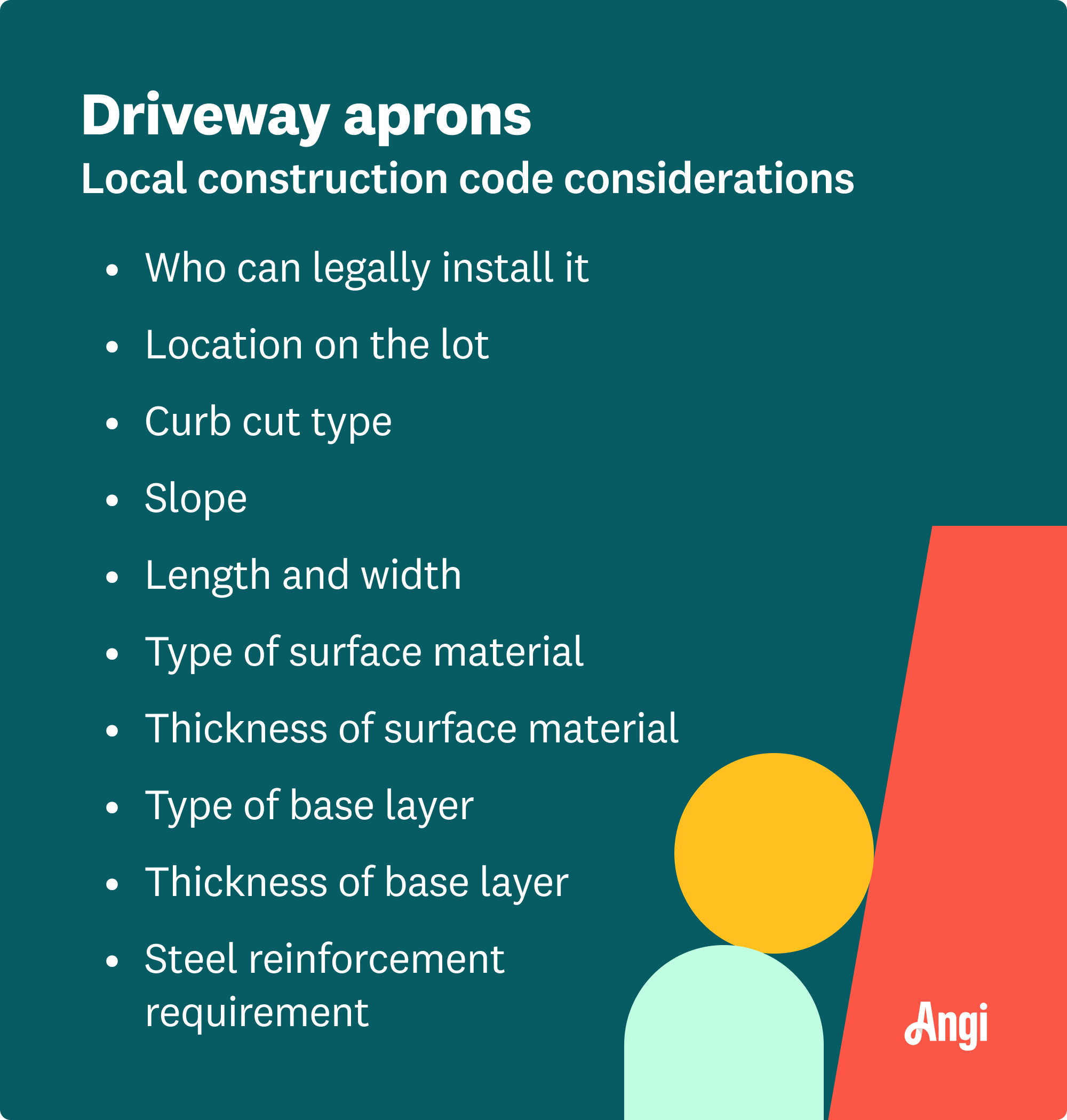 10 local construction code considerations for driveway aprons, including slope and type of surface material