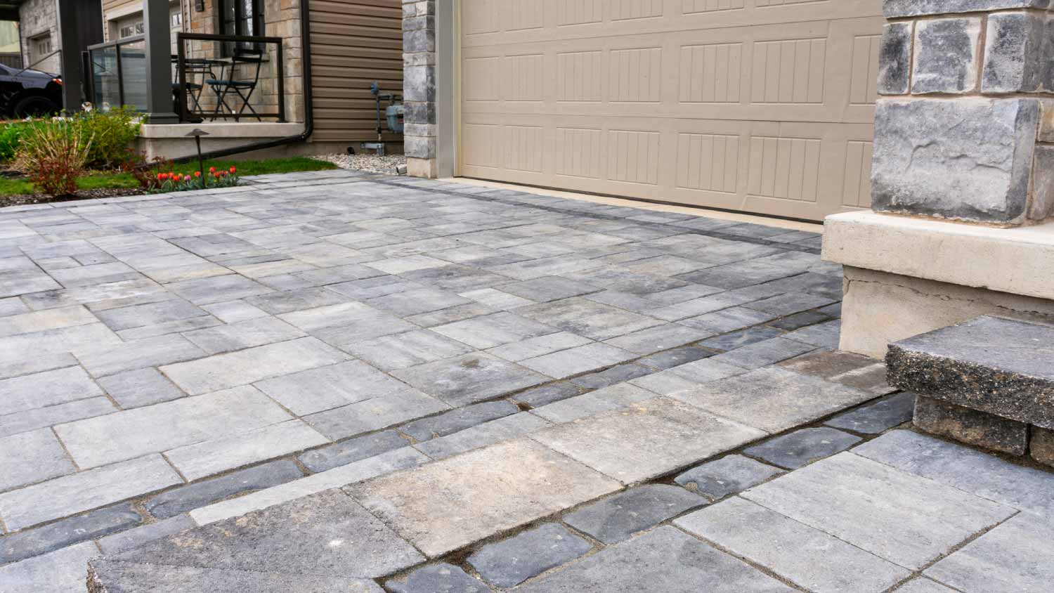 Driveway gray pavers