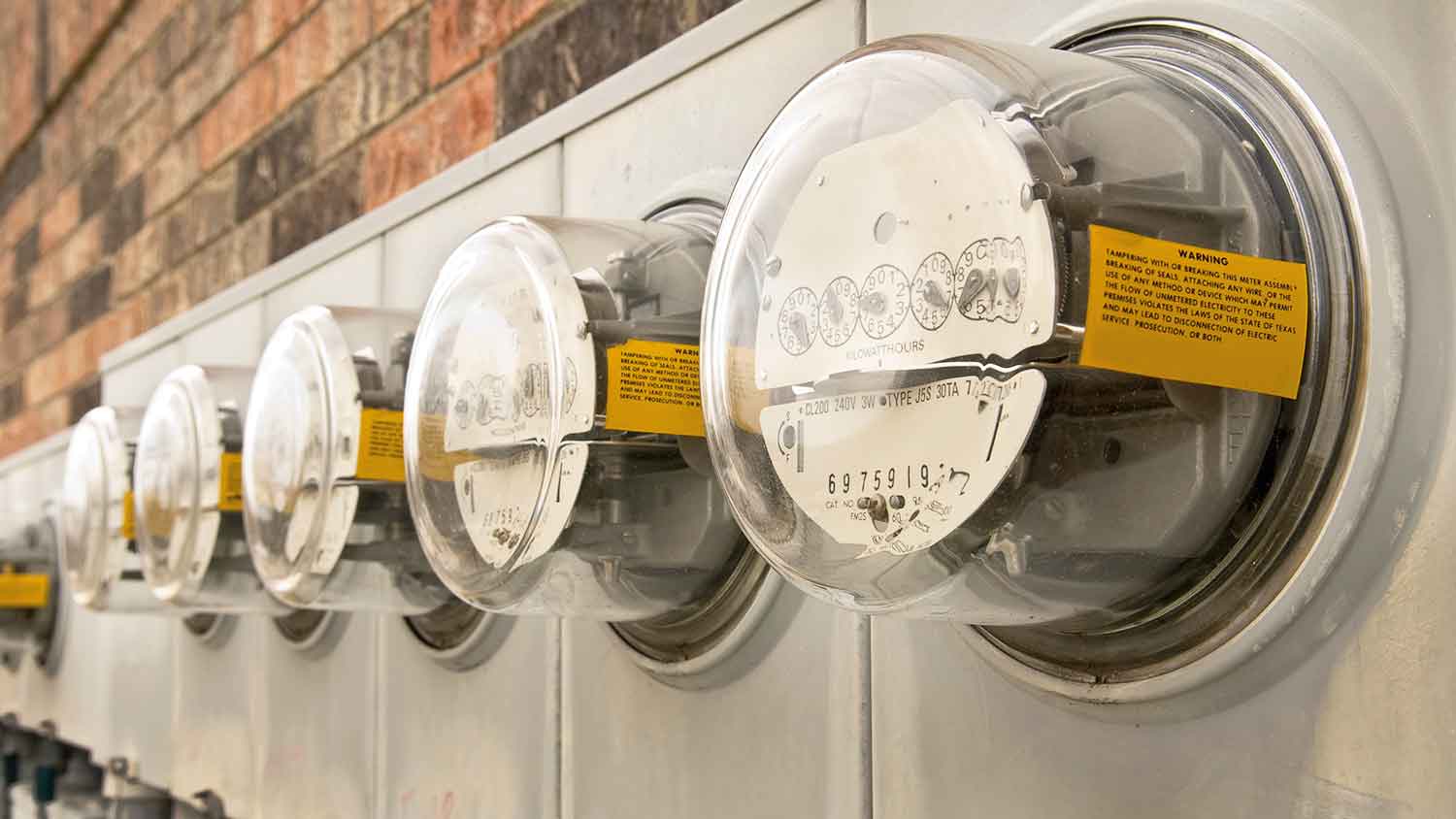 Electrical meters outside of an apartment building