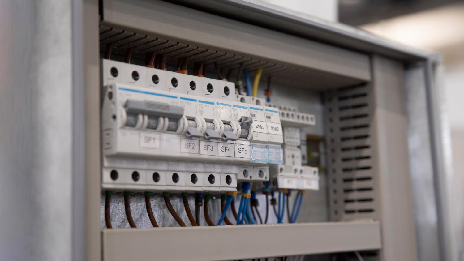 Electrical wires in a control panel 