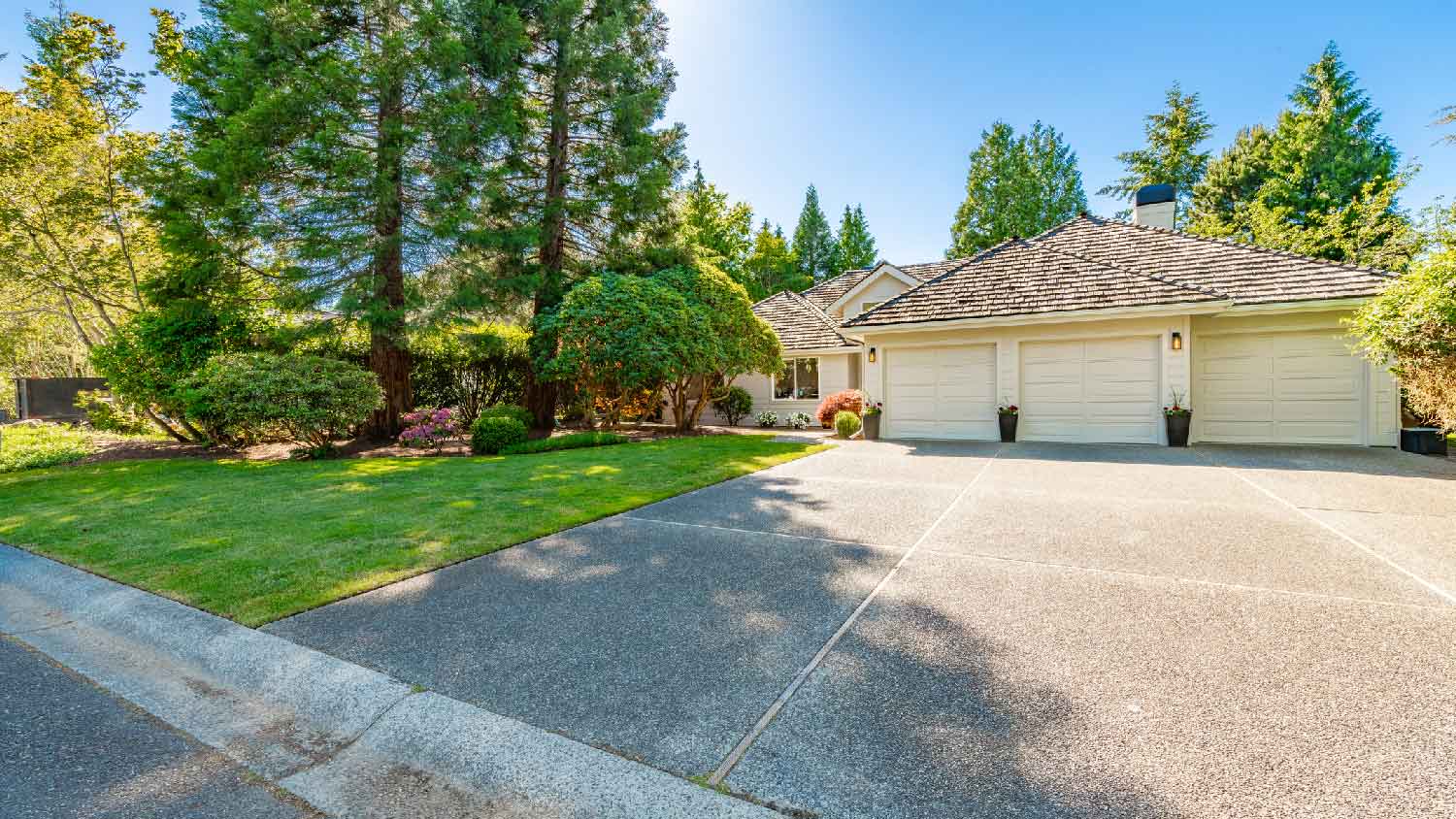 An elegant house with a three-car garage