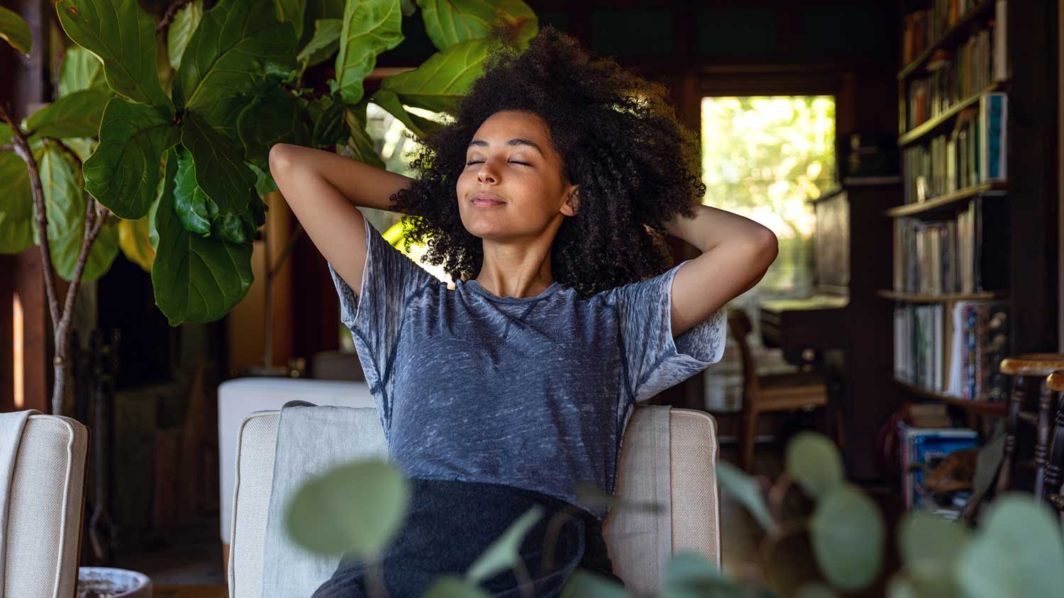 Young woman relaxing at home