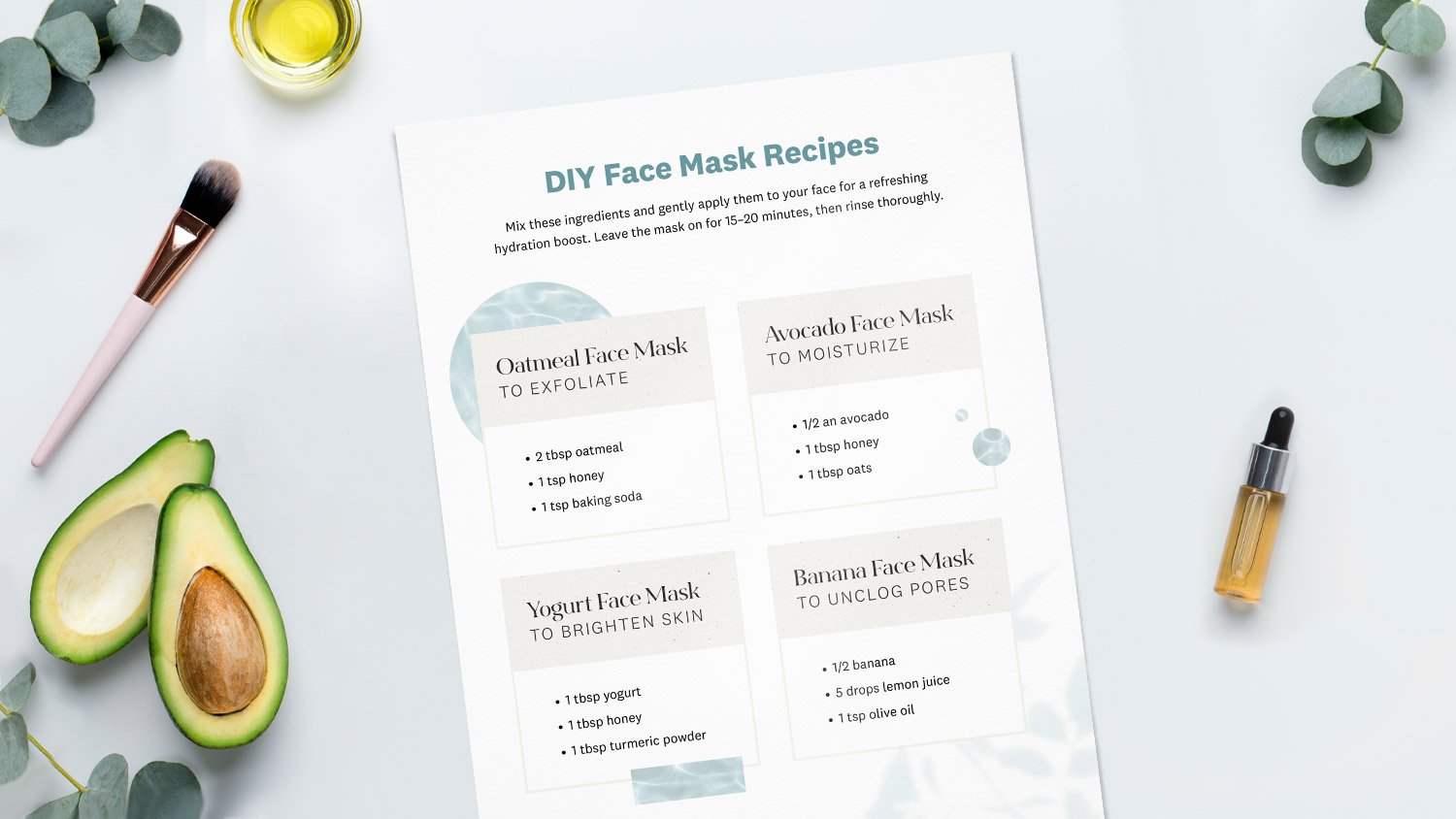 DIY face mask recipes mockup printable