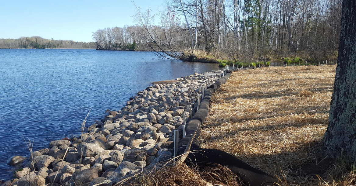 shoreline landscaping of lakefront property