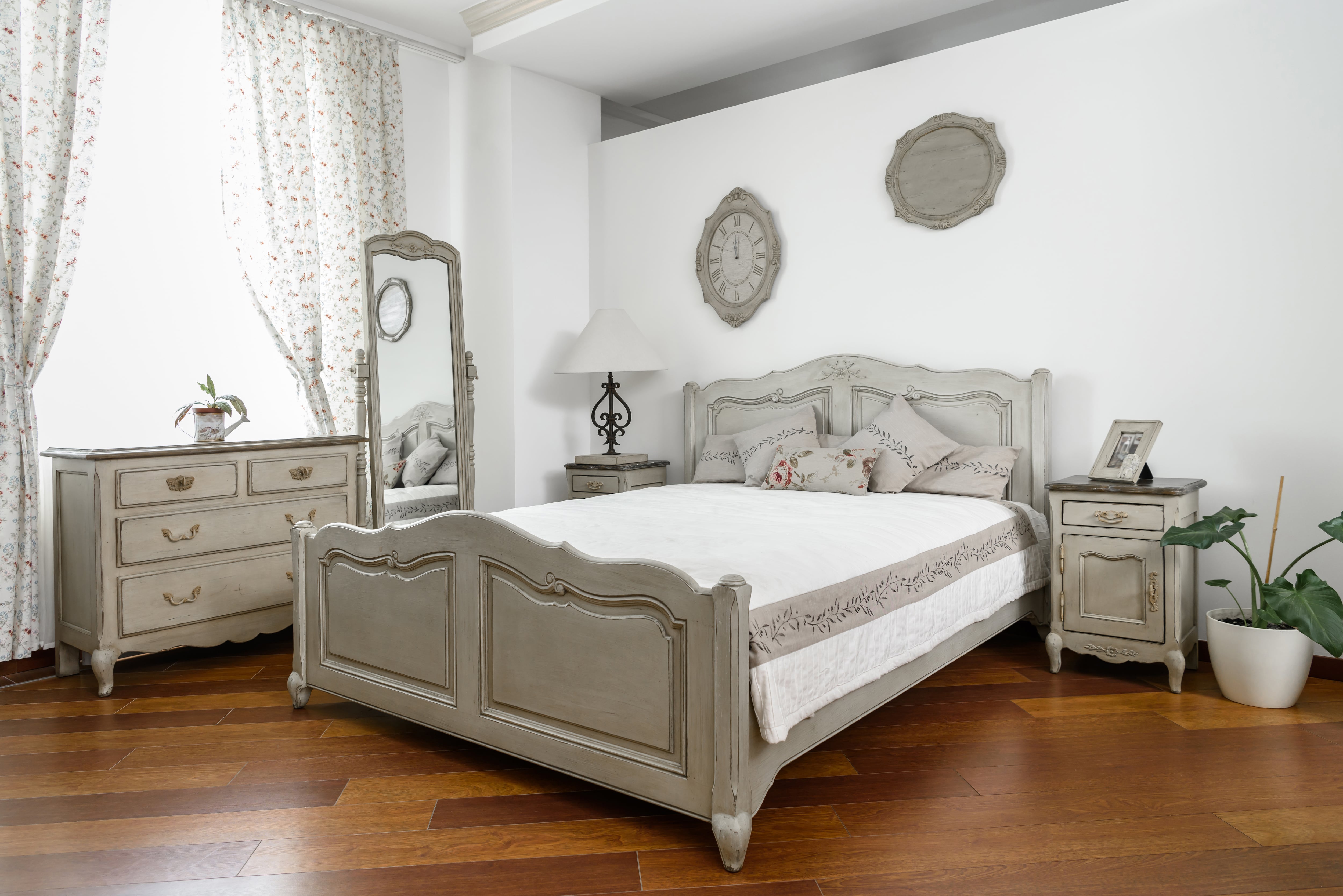 French provincial furniture in farmhouse bedroom