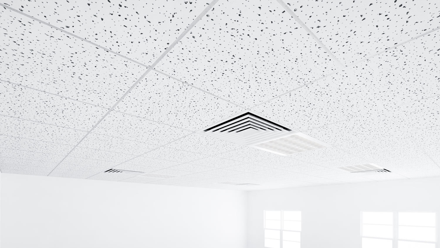 White ceiling grid.
