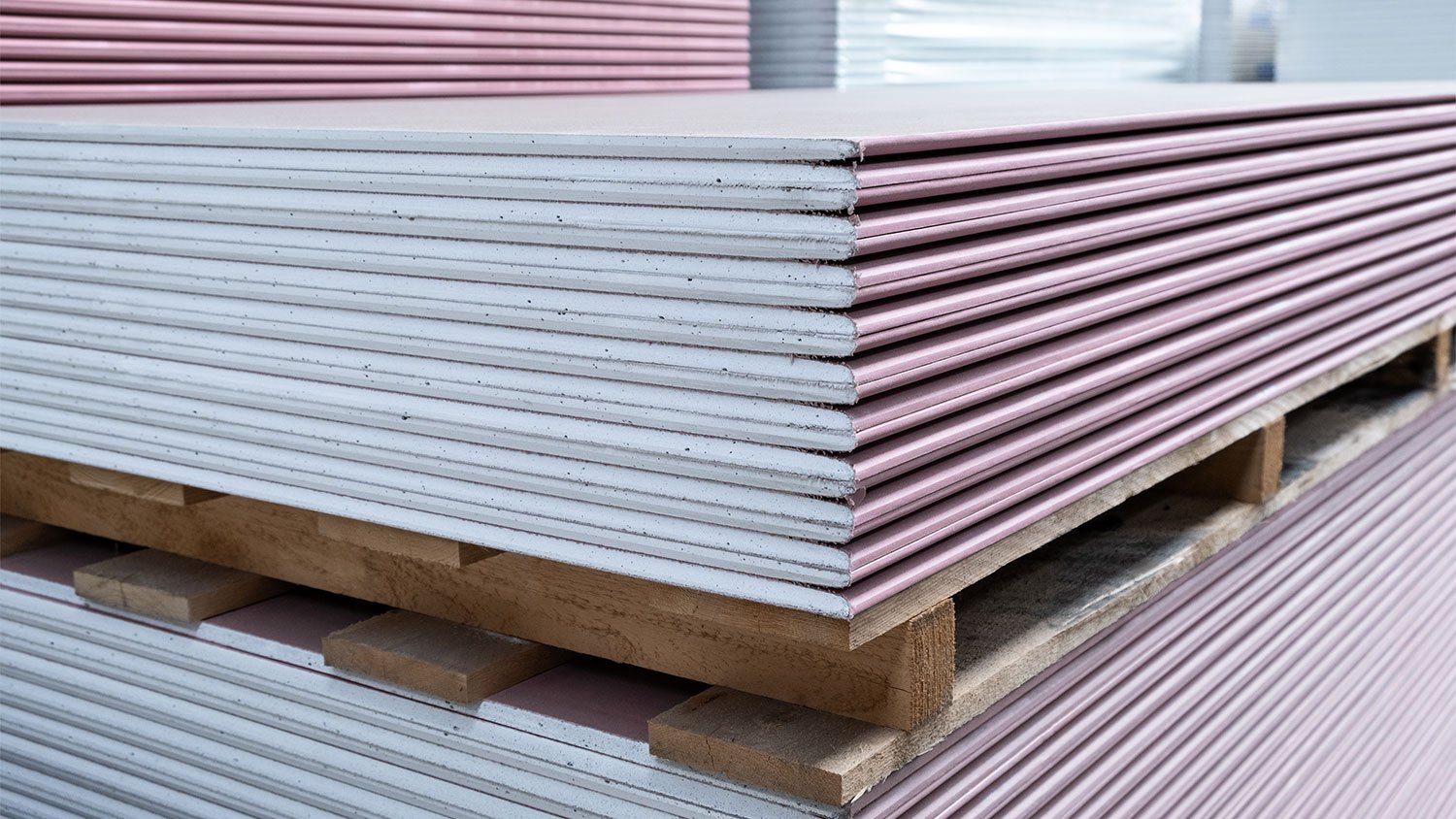 a stack of fire resistant plasterboard 