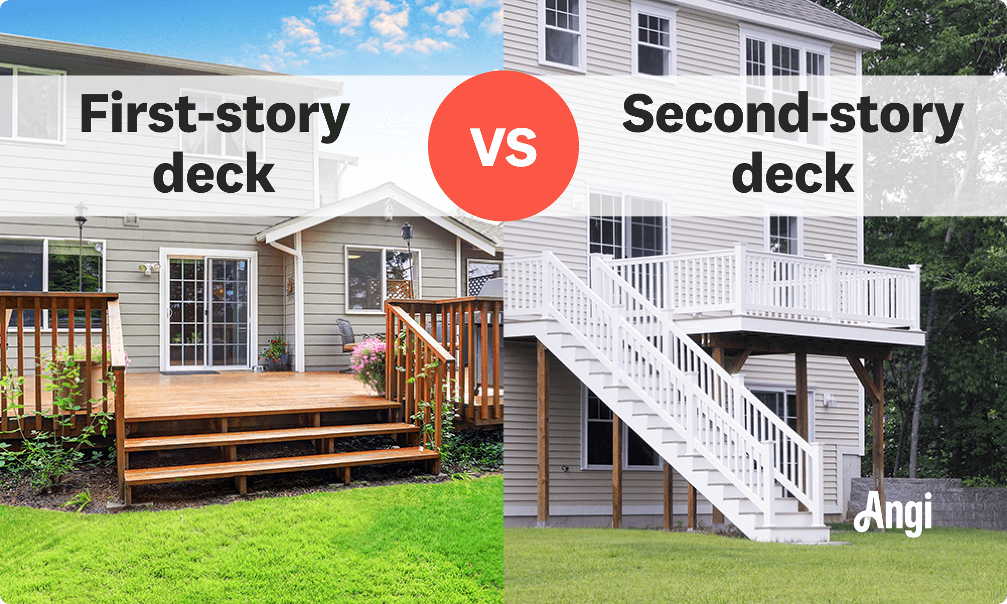 First-story versus second-story deck visual comparison