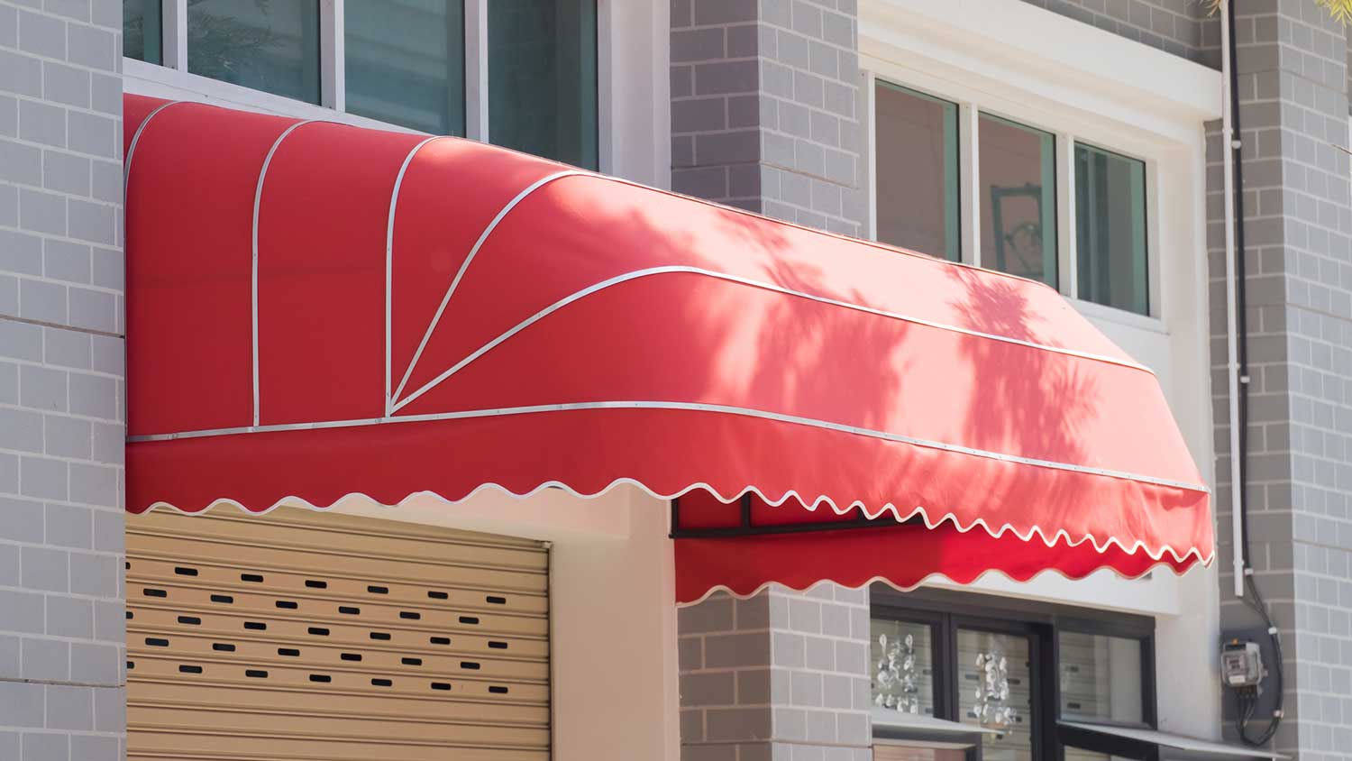 Fixed awning installed outside of the building