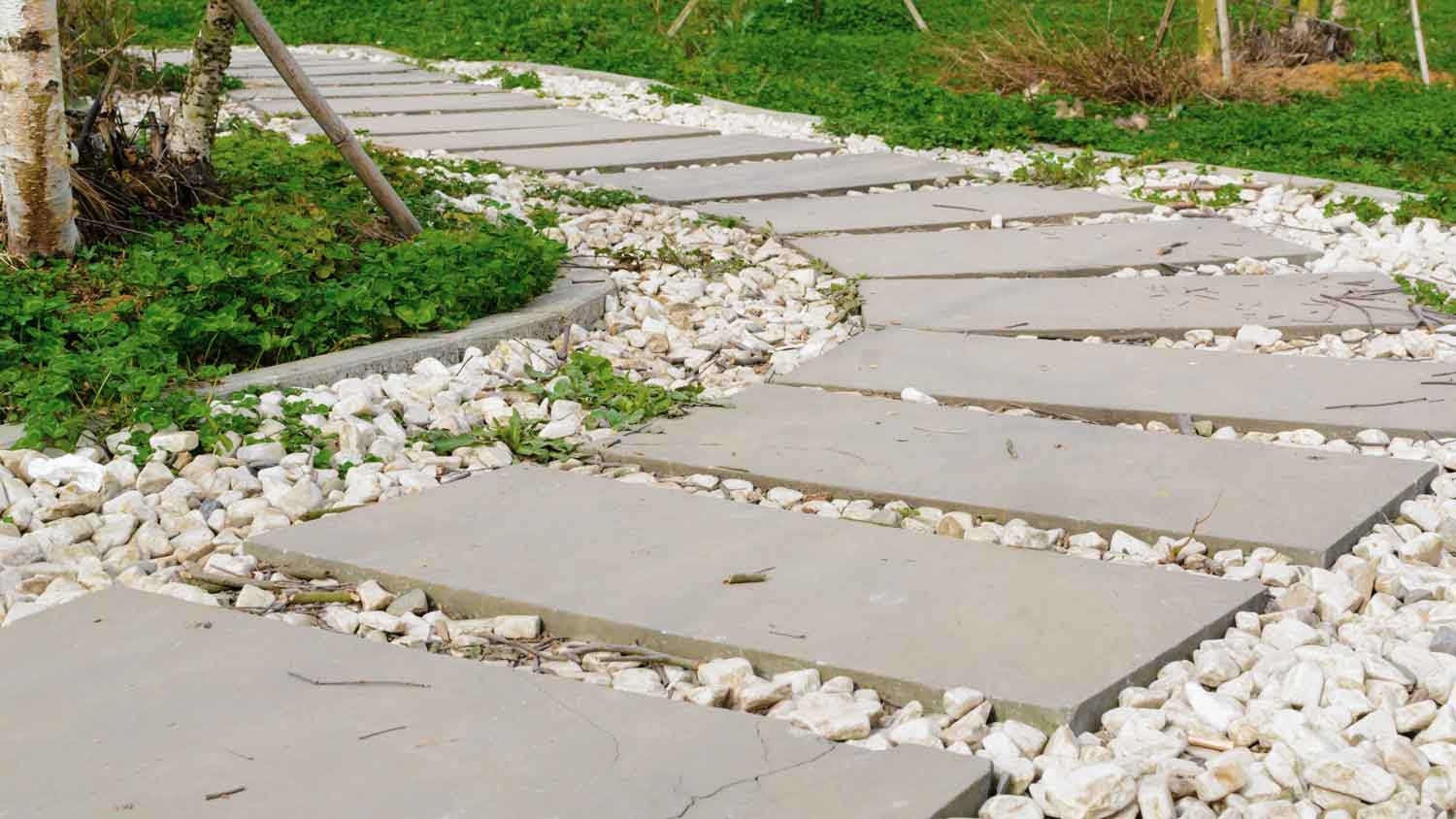 Flagstone path in yard