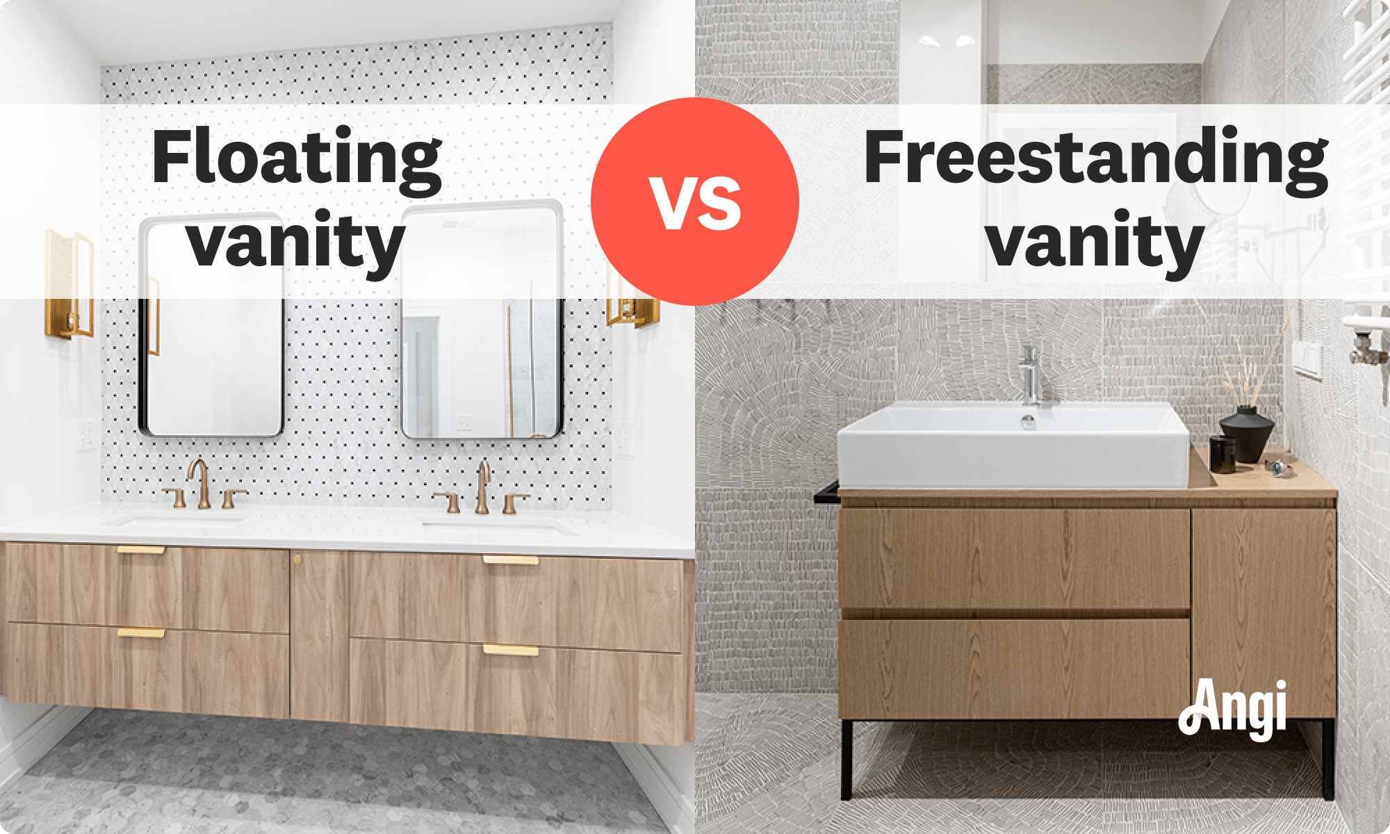 Floating vanity versus freestanding vanity visual comparison