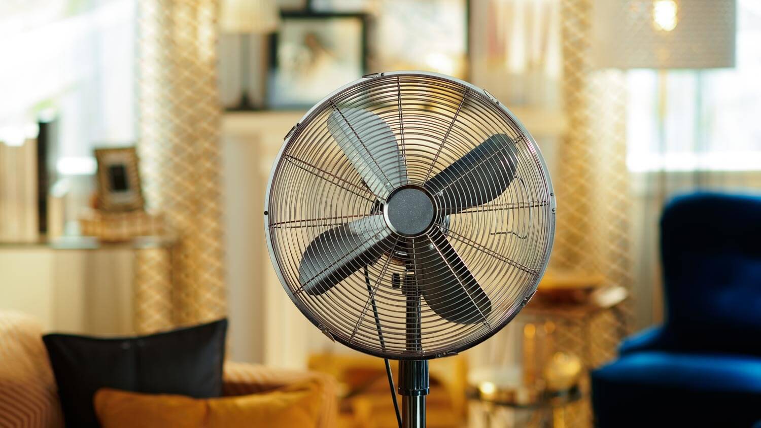 A floor fan in a living room