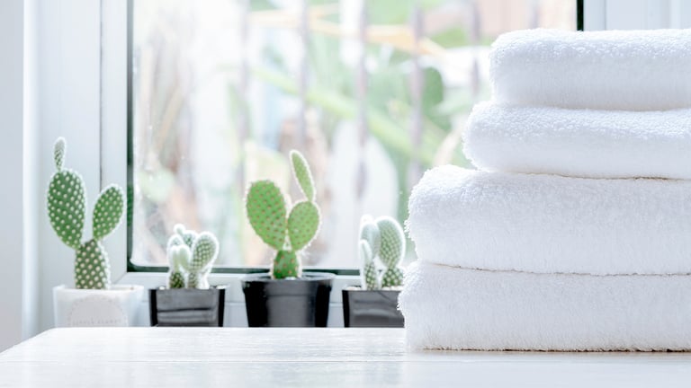 Stack of folded clean white towels