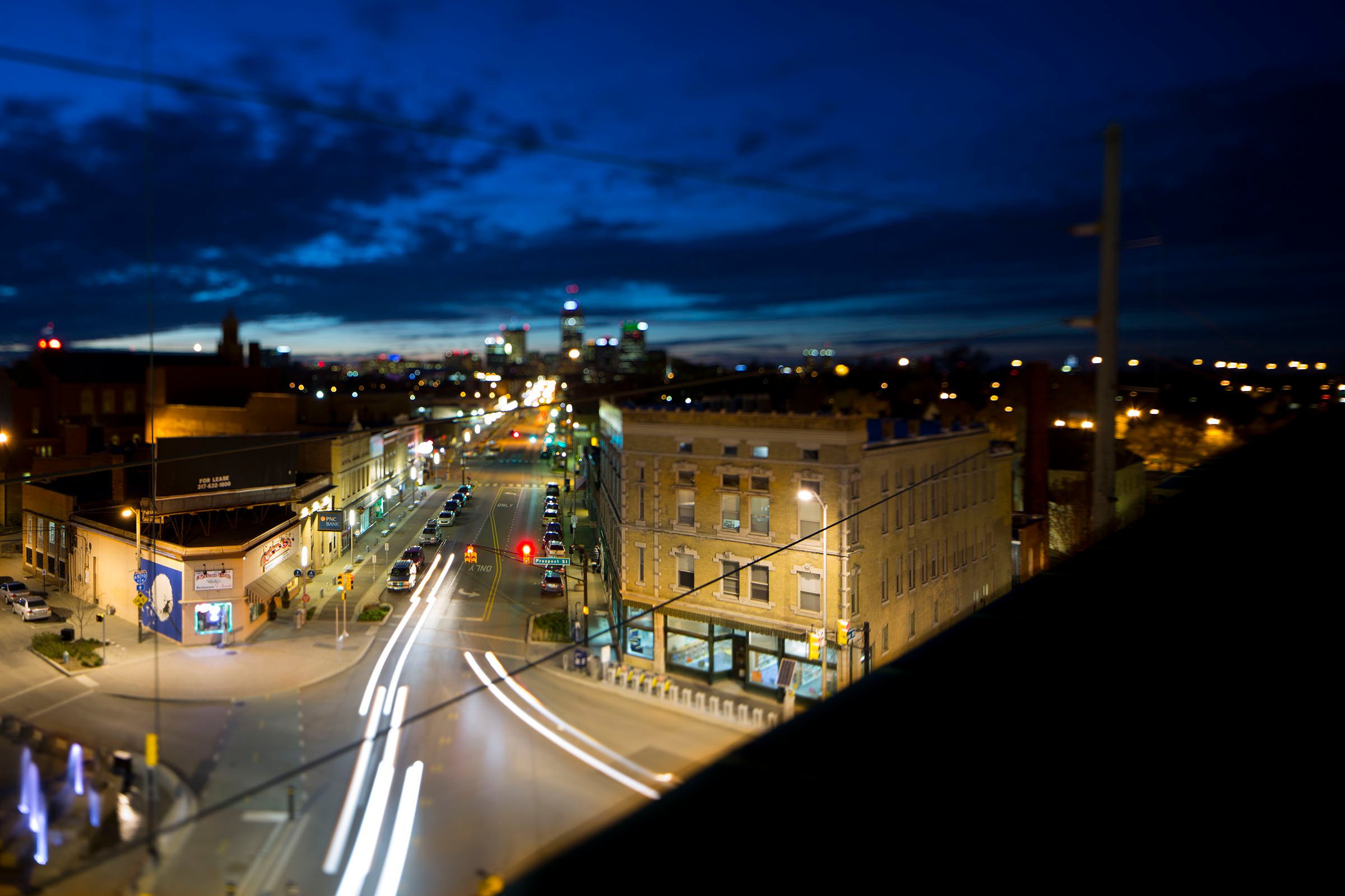 Fountain Square view at night