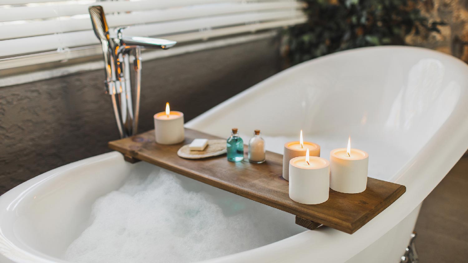 A freestanding bathtub