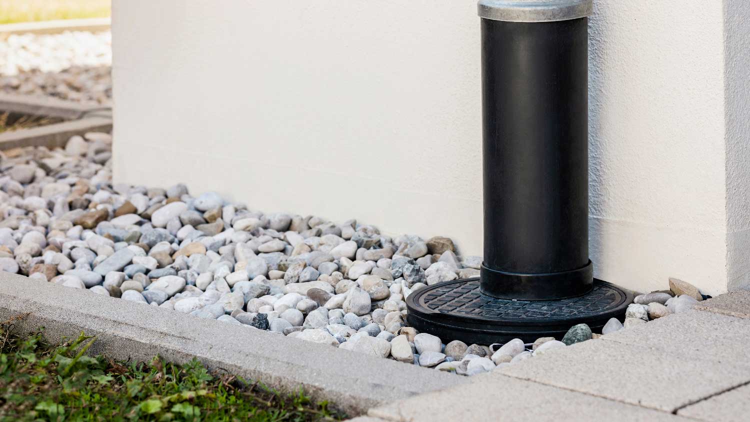 A french drain covered with gravel