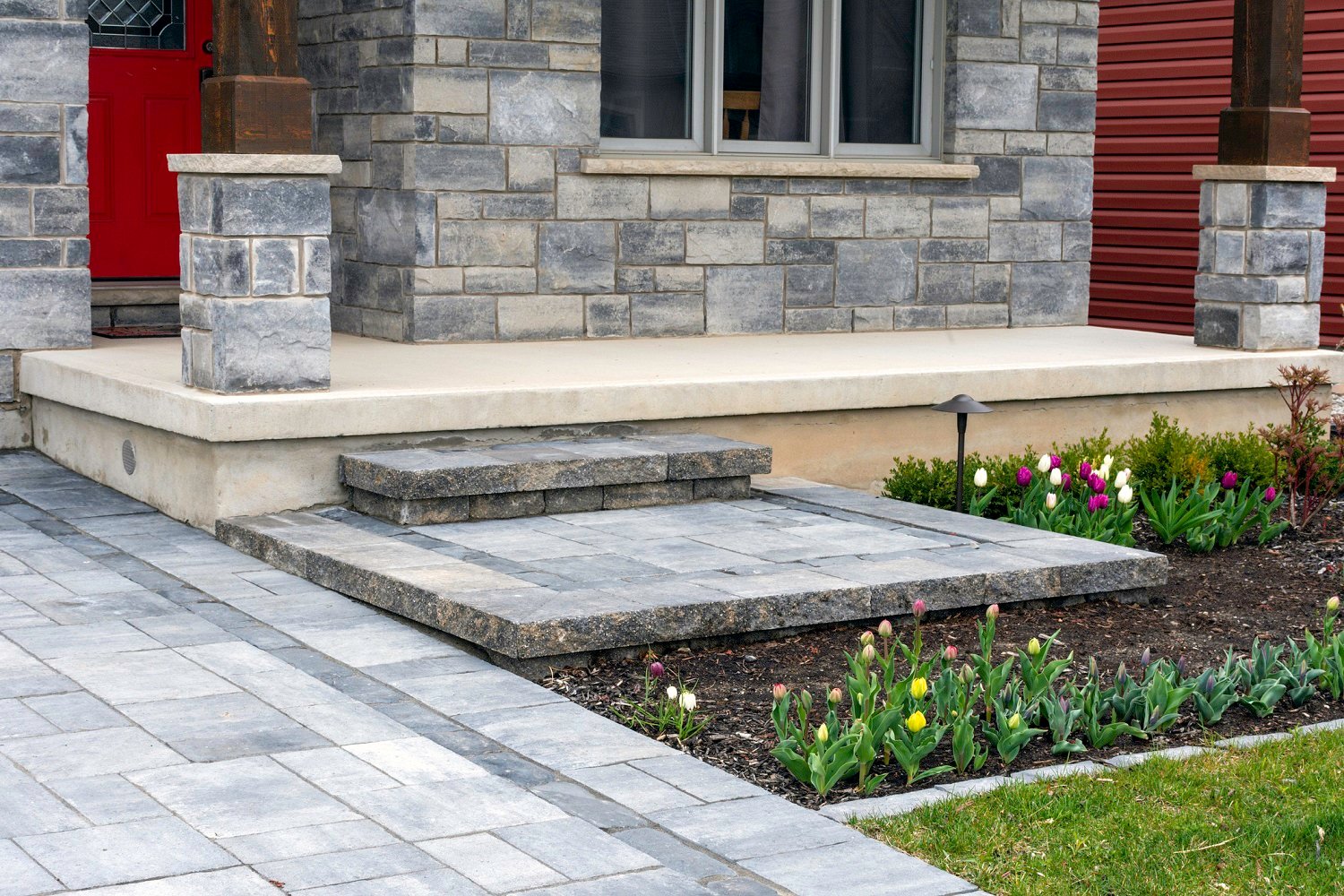 Close-up of front luxury residential landscape