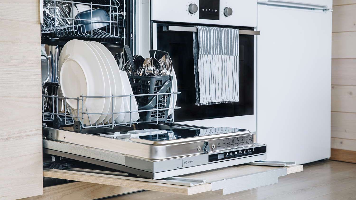 open dishwasher in kitchen