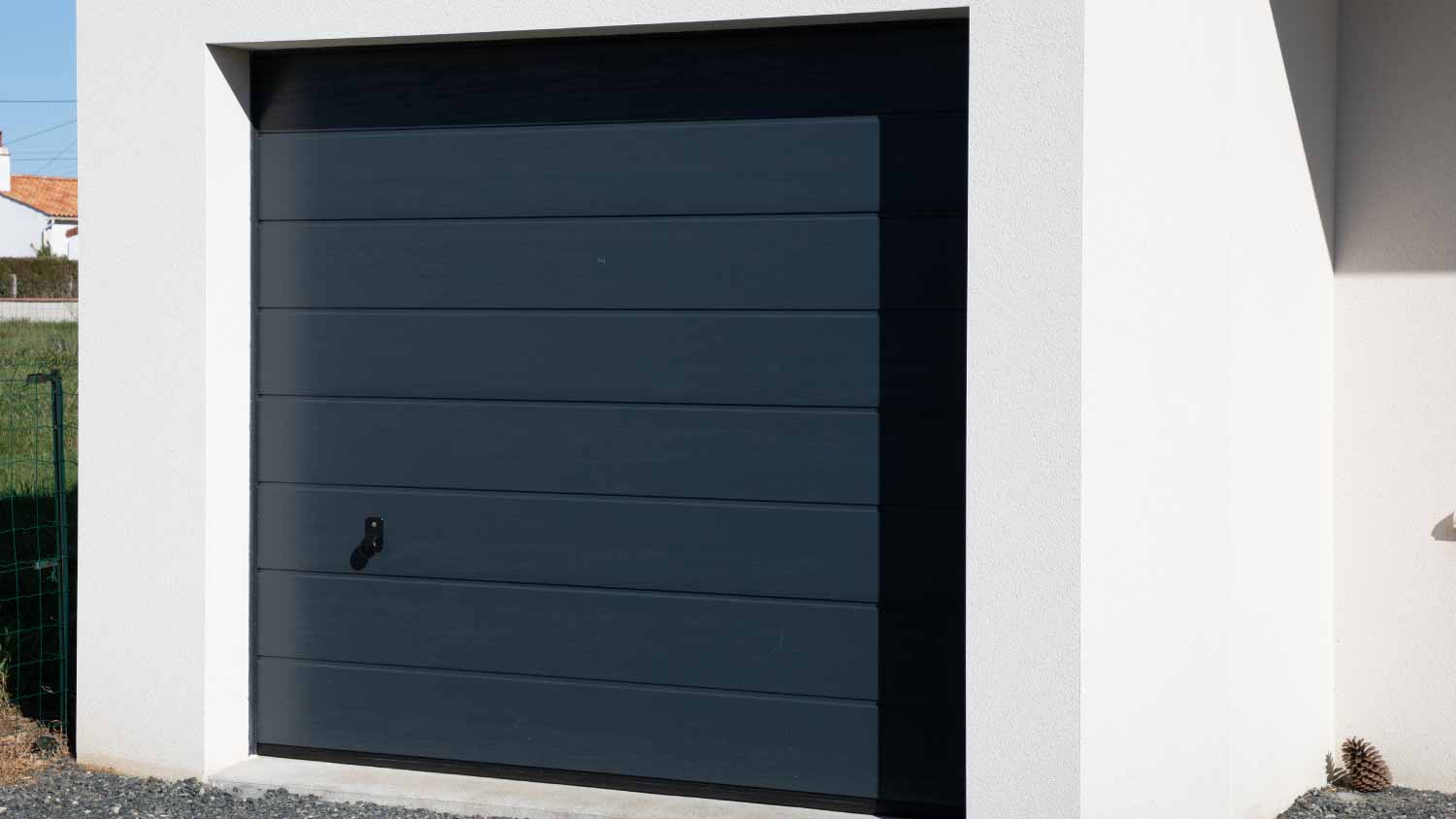 Garage door grey facade 