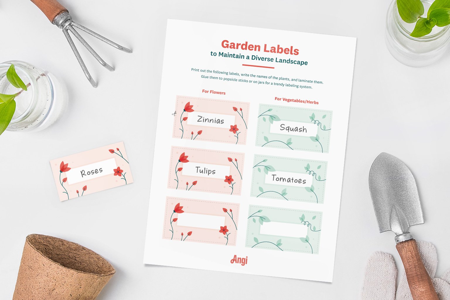 garden labels mockup printouts