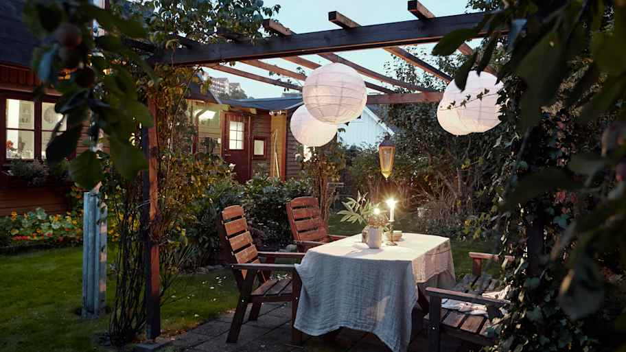 Outdoor table garden at twilight