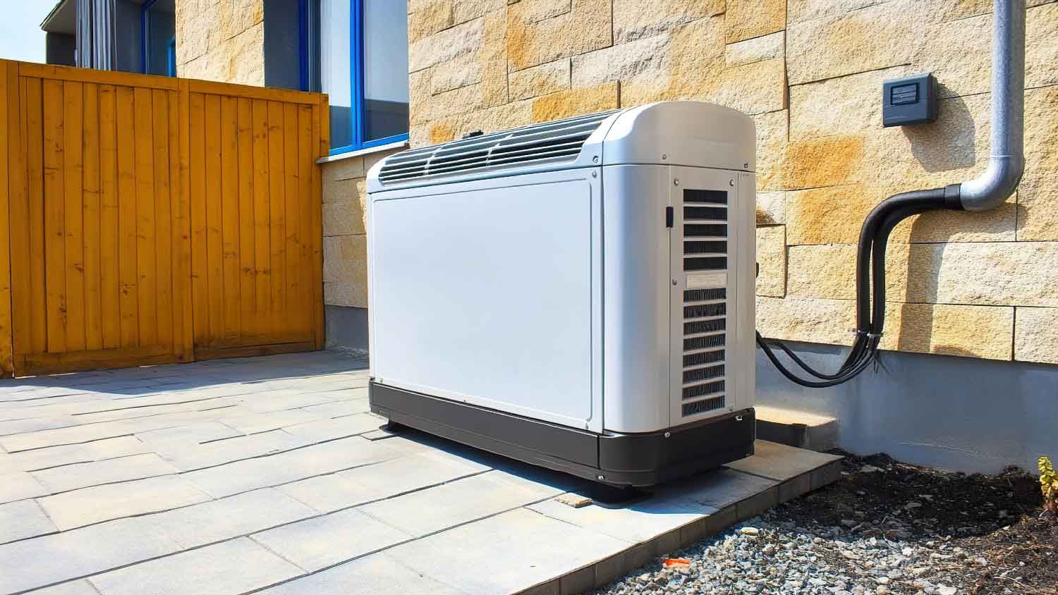 A natural gas generator outside a house