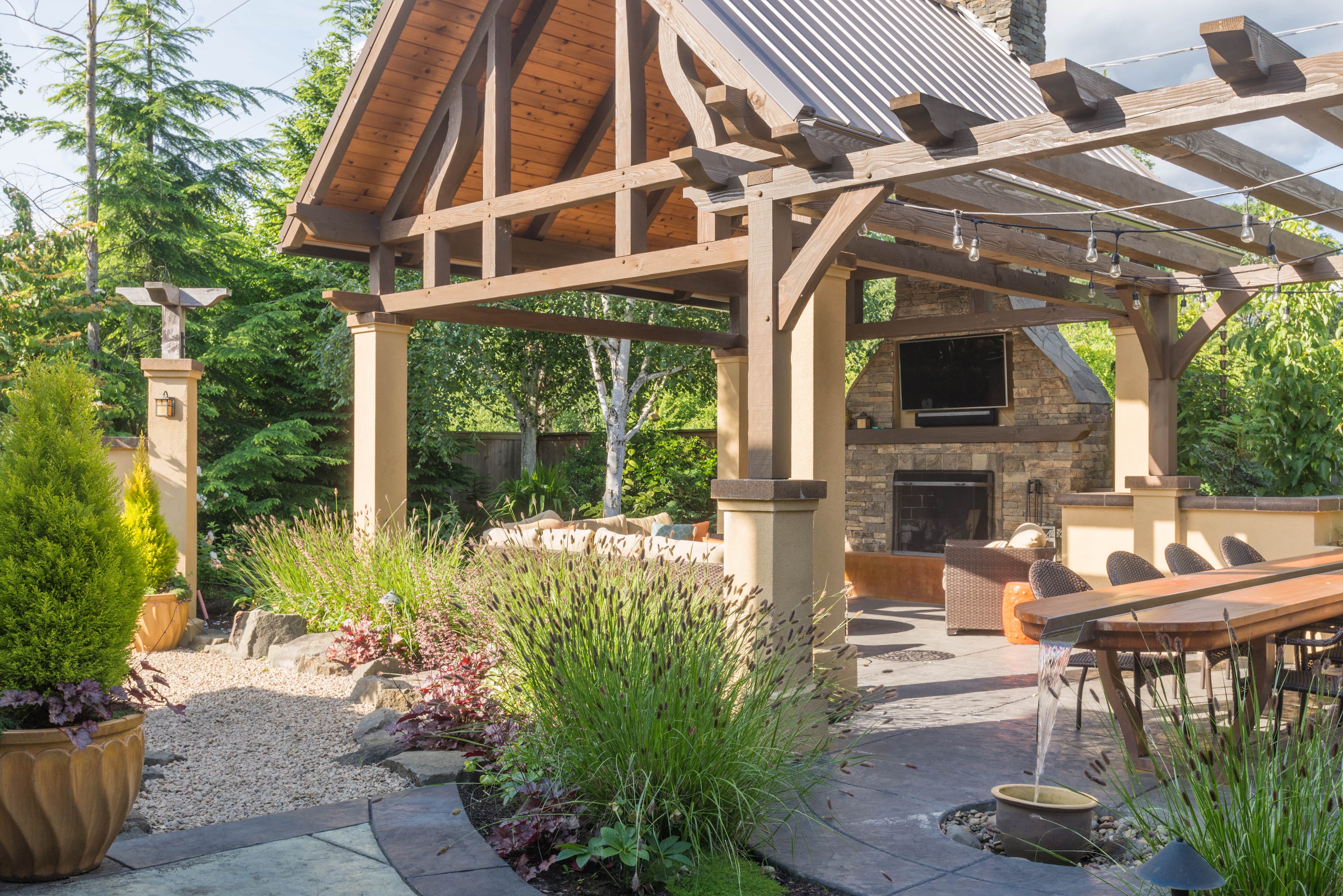 Backyard gazebo with outdoor TV