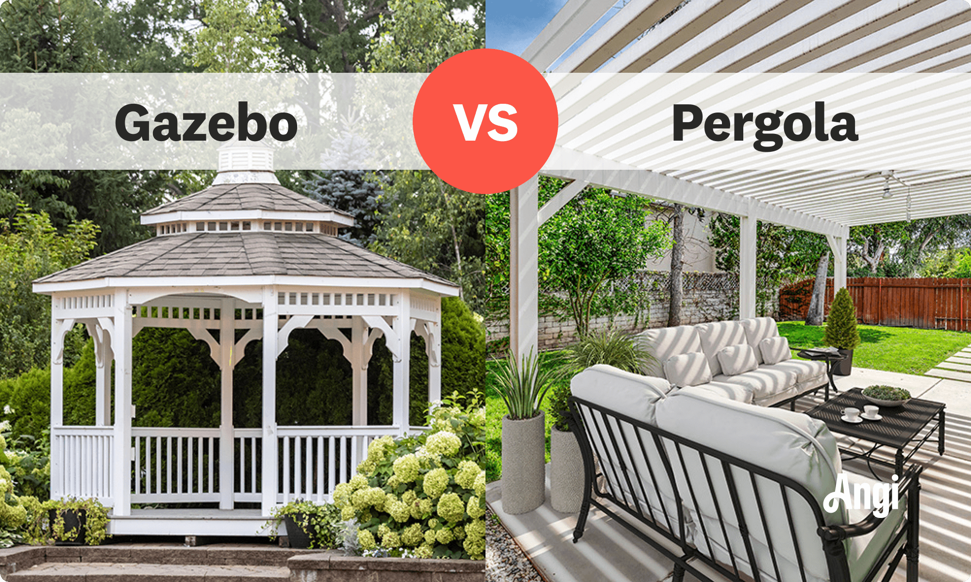 Gazebo versus pergola visual comparison