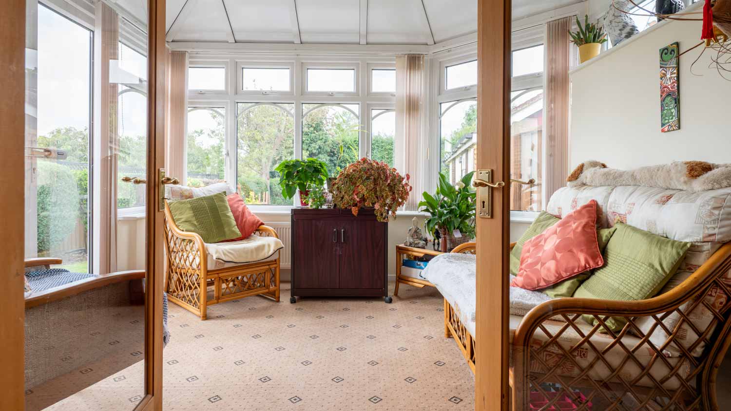 A general interior view of a sunroom