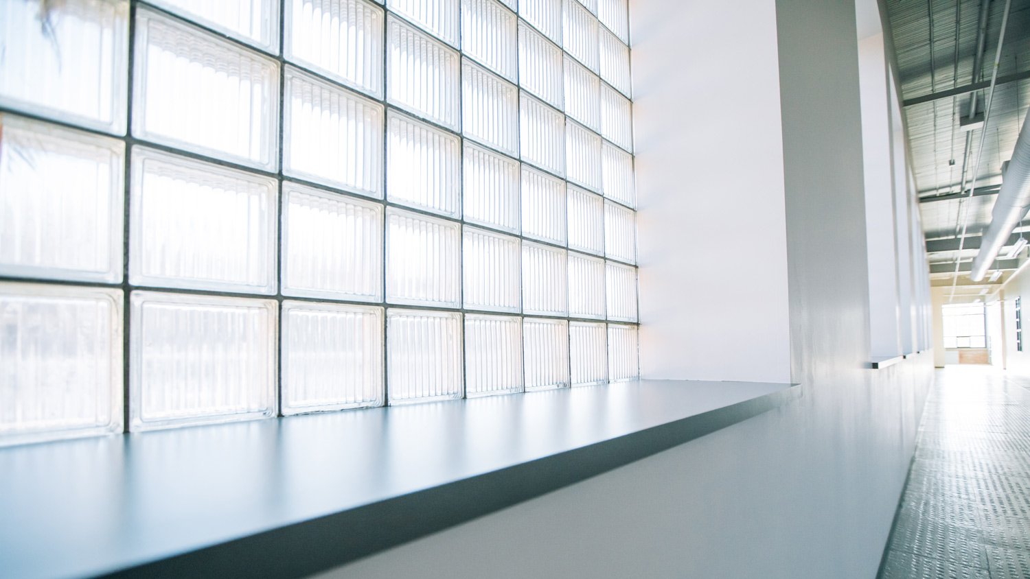 Glass Brick windows in commercial building