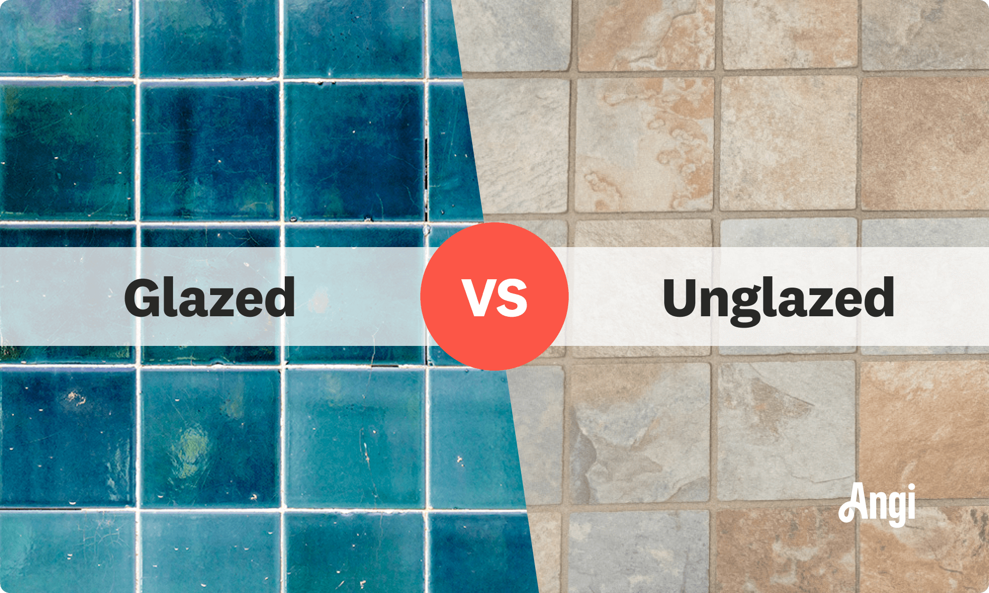 Glazed versus unglazed ceramic tile visual comparison