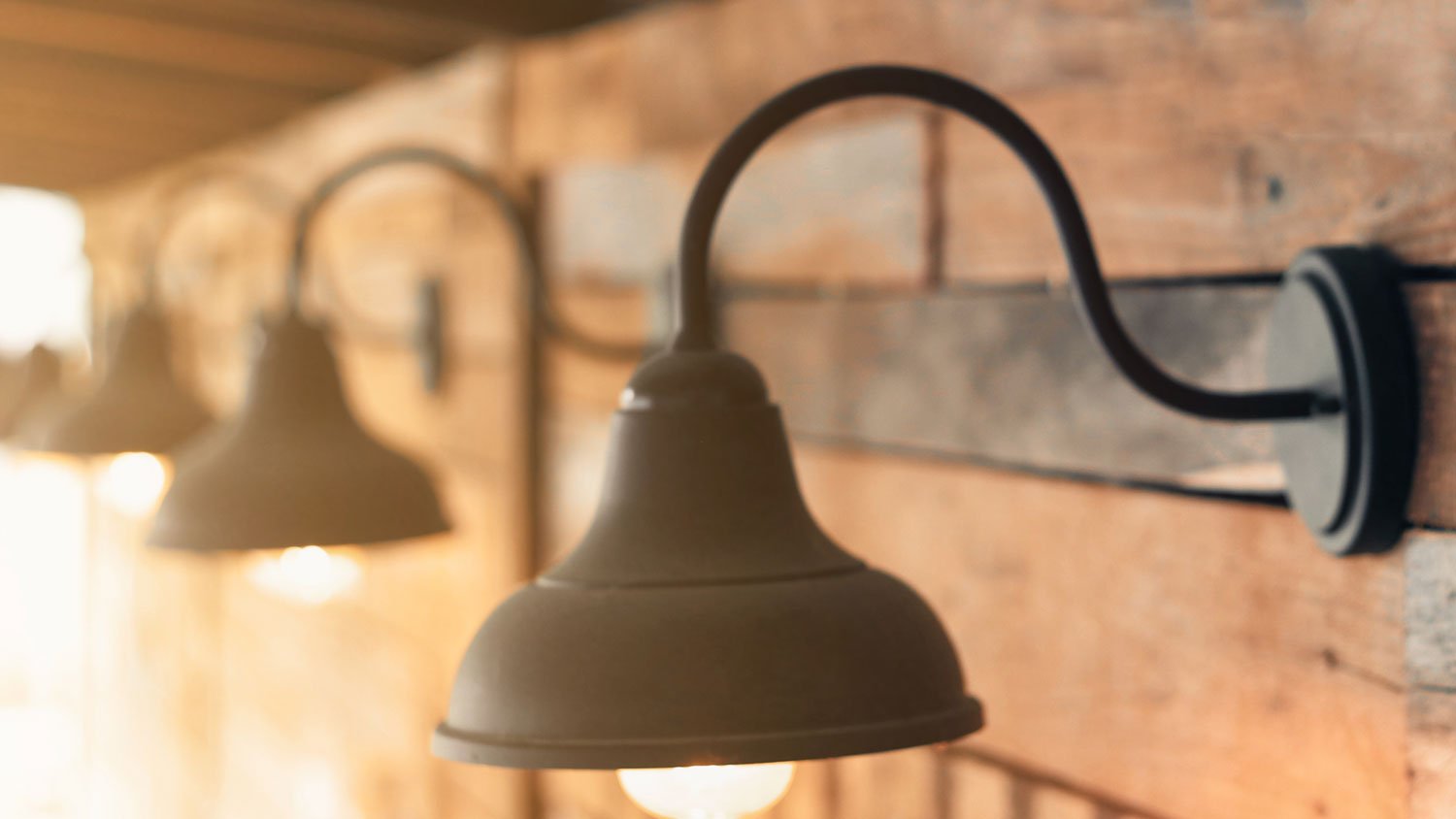  gooseneck lights outside home 