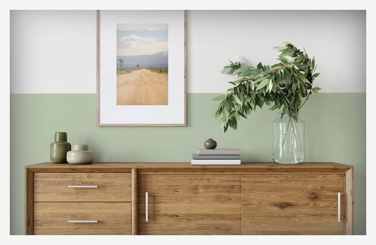 green two-toned painted wall