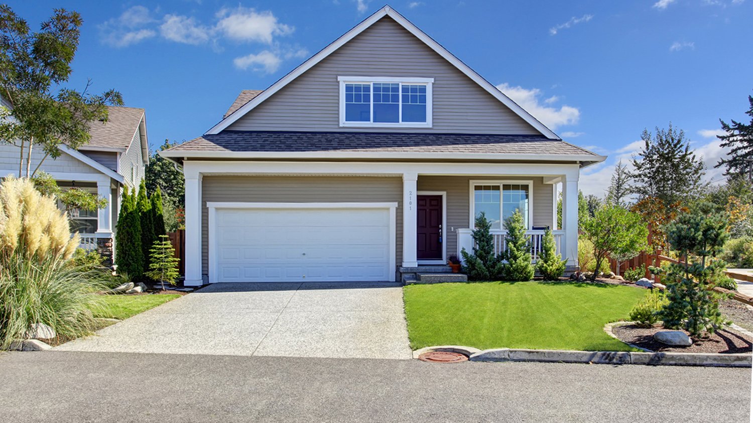 grey home beautiful curb appeal