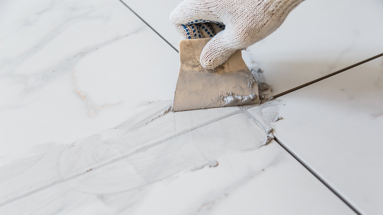 Grout white tiles