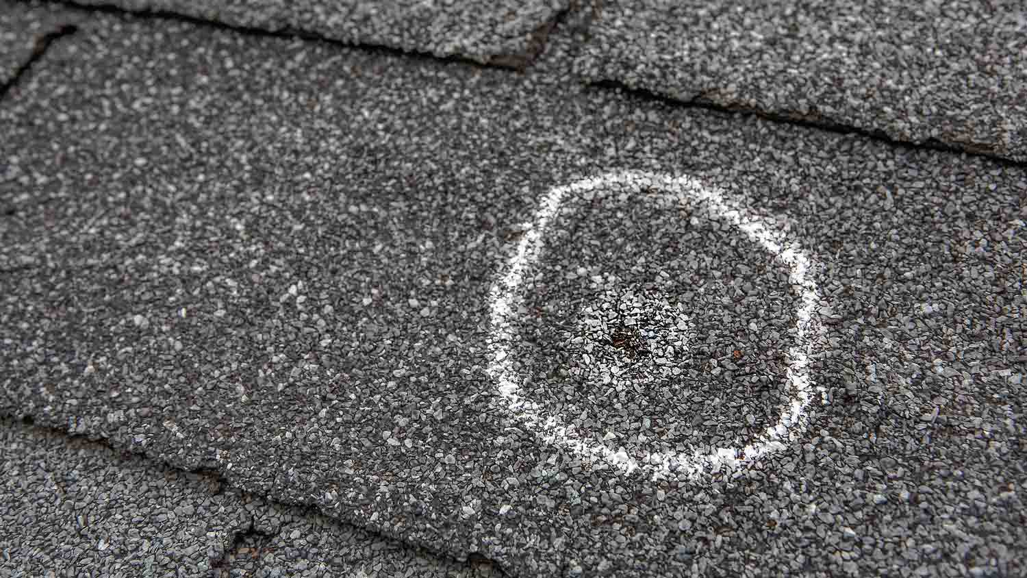 hail damage on roof after hailstorm