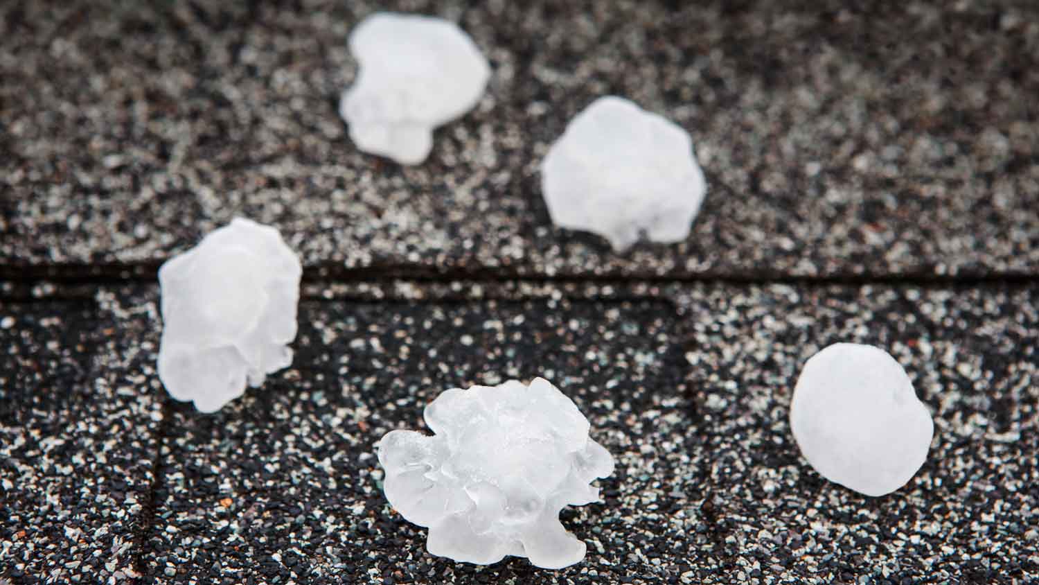 large pieces of hail on roof after hailstorm