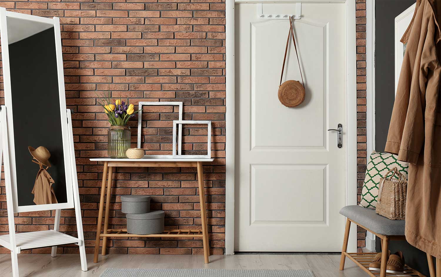 Hallway interior white door